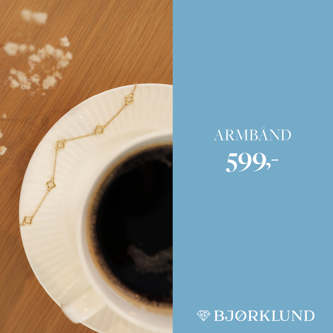 Armbånd med kløver i 925 forgylt sølv Bjørklund